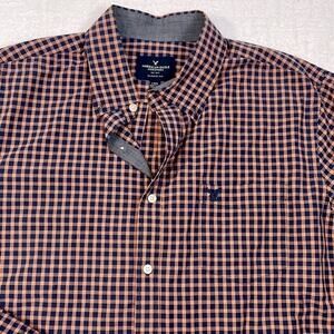 American Eagle Outfitters orange navy long sleeves button down classic fit L